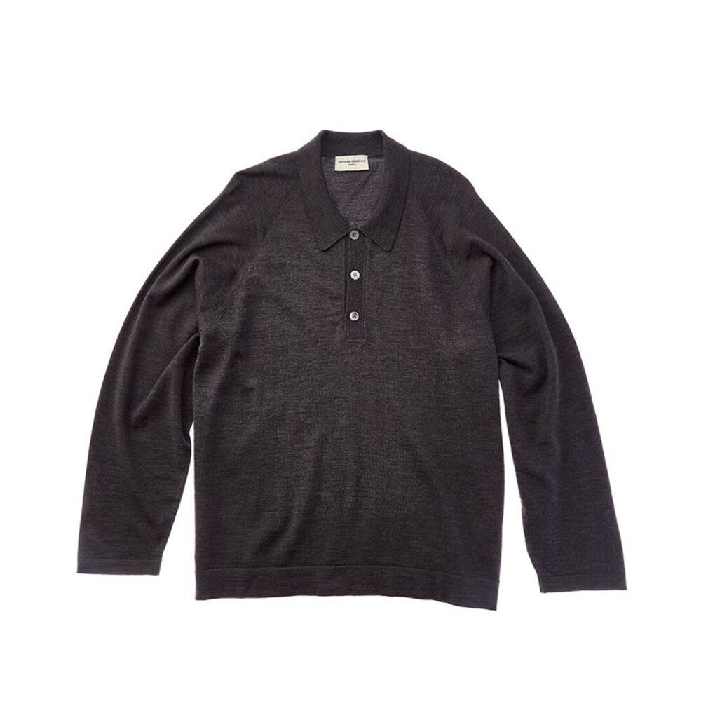 Officine Générale Mens Kass Wool Polo Sweater, Grey